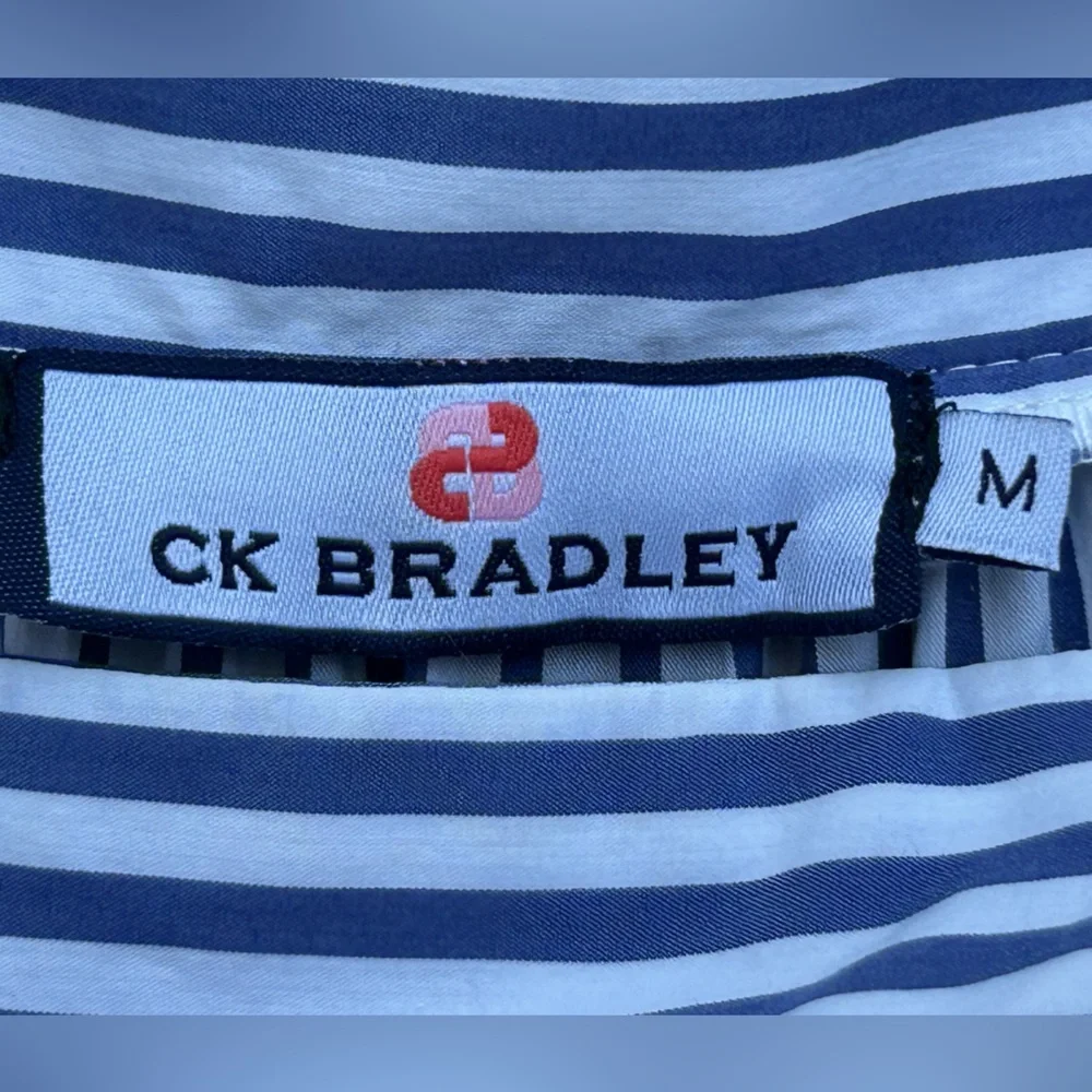 CK Bradley Blue White Striped Tiered Maxi Dress
Pockets Pompoms Medium flaw - Picture 2 of 15